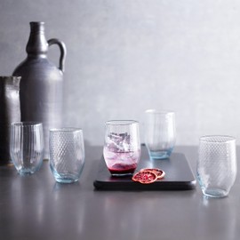 Prologue Libbey Luna Recycled Handblown Curved Tumbler Glasses, Set of 6