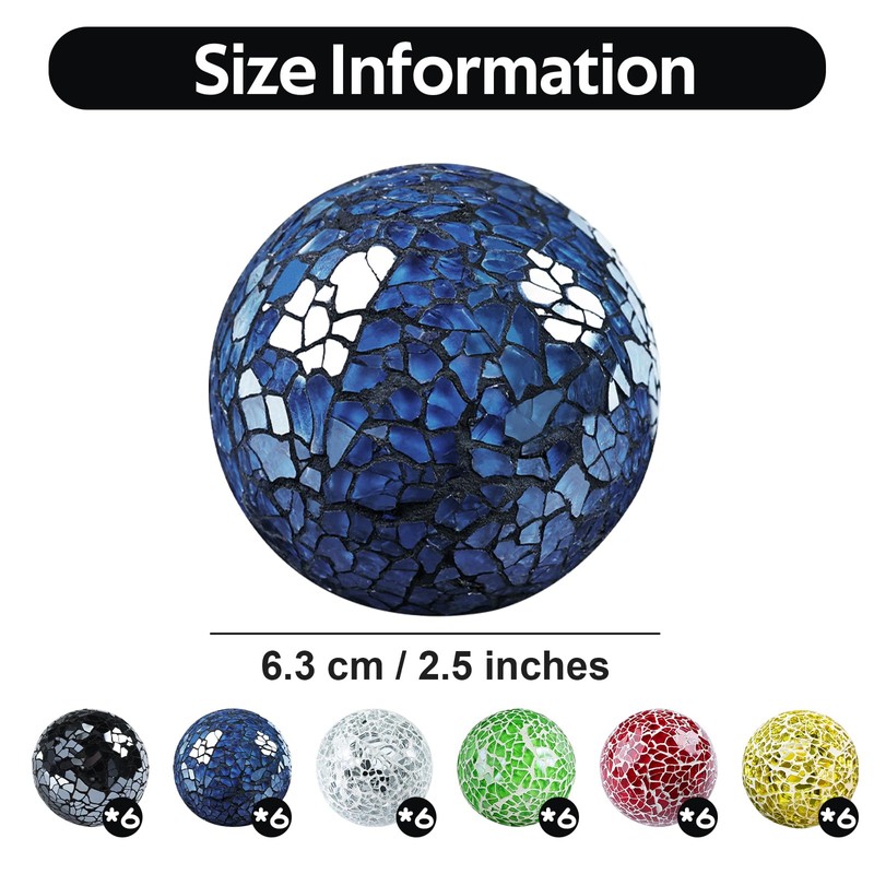 Yazikisa 2.5 Inch Glass Balls Decorative for Bowl Blue 6