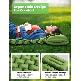 Glymnis Sleeping Mat 12CM Thick, Built-in Foot Pump Waterproof Camping Air Mattress Single Inflatable Mat for Camping, Hiking, Backpacking