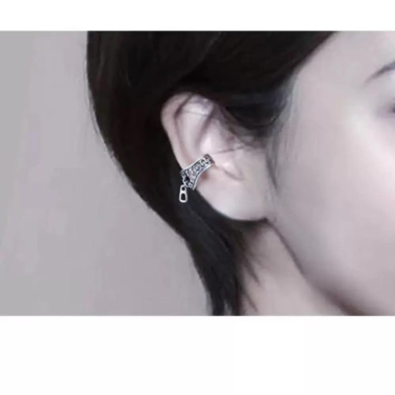Vintage Zipper Ear Cuff, Stainless Steel Non-Pierced Adjustable Wrap Around