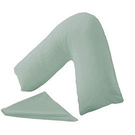 V Pillow With V Pillowcase Hollowfibre Back and Neck Support V Shaped Orthopedic (Duck Egg, Cover Only)