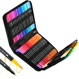 WELLFAR 72 Colors Brush Markers for Adult Coloring – Dual Tip (Fine & Brush) No Bleed Art Markers – Ideal for Hand Lettering, Bullet Journals, School Projects & Professional Drawing