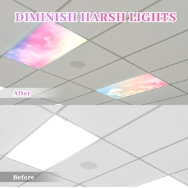 Tujoe 2 Pcs Fluorescent Light Covers for Ceiling Lights 4' x 2' Fluorescent Light Filters Classroom Magnetic Cubicle Covers for Ceiling Office, School, Home Teacher Essential(Colorful Cloud)