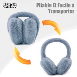 SEYUFN Foldable Ear Warmers Women's Winter Plush Earmuffs Children Soft Warm Ear Warmers Girls Boys Cute Ear Warmers, A-dark grey