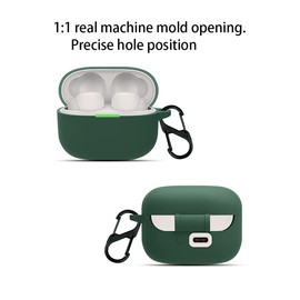 QWYJ Funda para Sony LinkBuds S Case Carcsa Protectora de Silicona, para Sony LinkBuds S Funda de Carga Portátil con Mosquetón Llavero Anti-perdida (Negro)