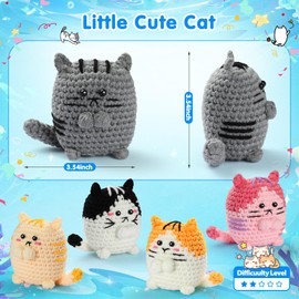 YWQZBHEMO Crochet Cat Kit for Beginners - Crochet Kit with Step-by-Step Video Tutorials, Learn to Crochet Kits for Adults and Kids, 5PCS Cat Crocheting Set