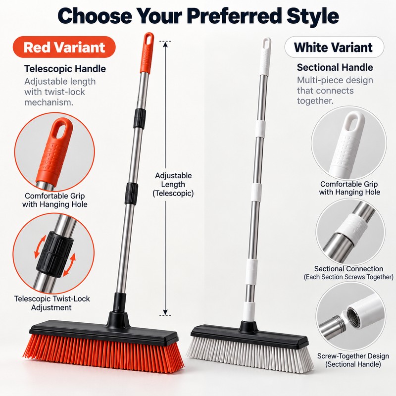 Rubber Broom for Pet Hair Removal with Washable Bristles and