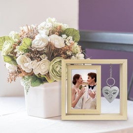 Wedding Gifts for Couples,Rotating Floating Wedding Picture Frame 4x6,Bridal Shower Gifts, Bride gifts, Engagement Gifts for Mr and Mrs,Couple Gifts, Bachelorette Gifts for Bride (Natural Wood)