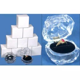 FindingKing 12 Clear Crystal Ring Jewelry Display Gift Boxes 1 7/8"