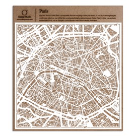 Paris Paper Cut Map White 30x30 cm Paper Art