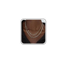 TseenYi Layered Chain Toggle Clasp Necklace Gold Layered Necklace Chunky Chain OT Clasp Necklace Paper Clip Chain Necklace Clasp Toggle Pendant Necklace, Zinc