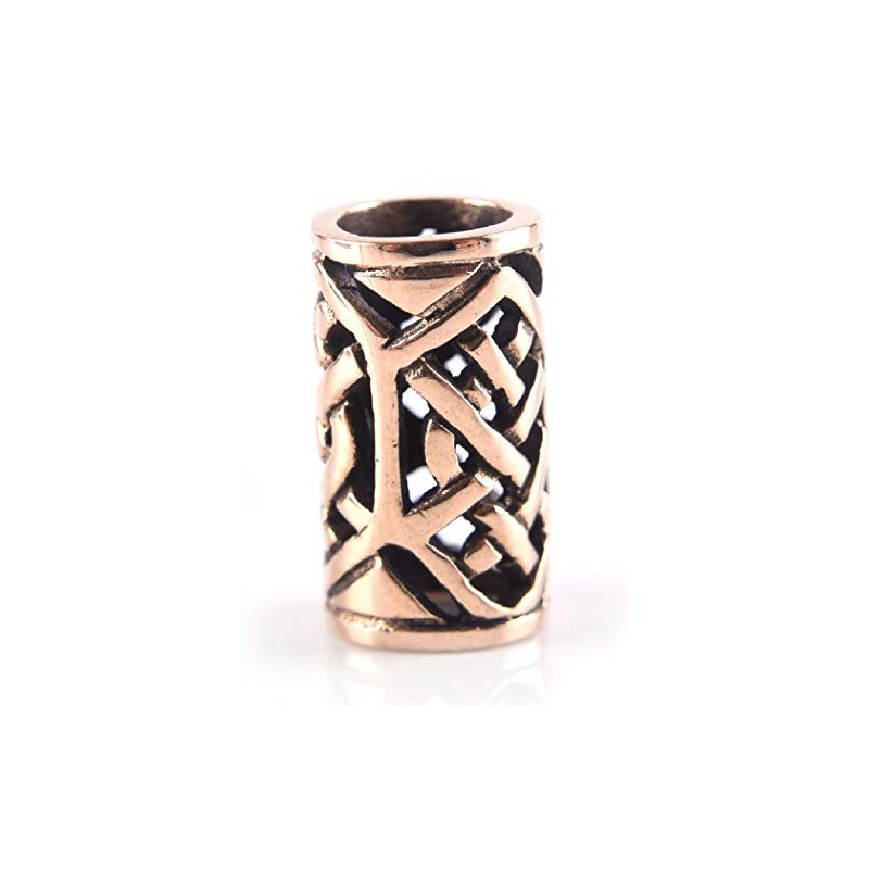 Battle-Merchant Viking Beard Bead for Dreadlocks Bronze with Cable Pattern