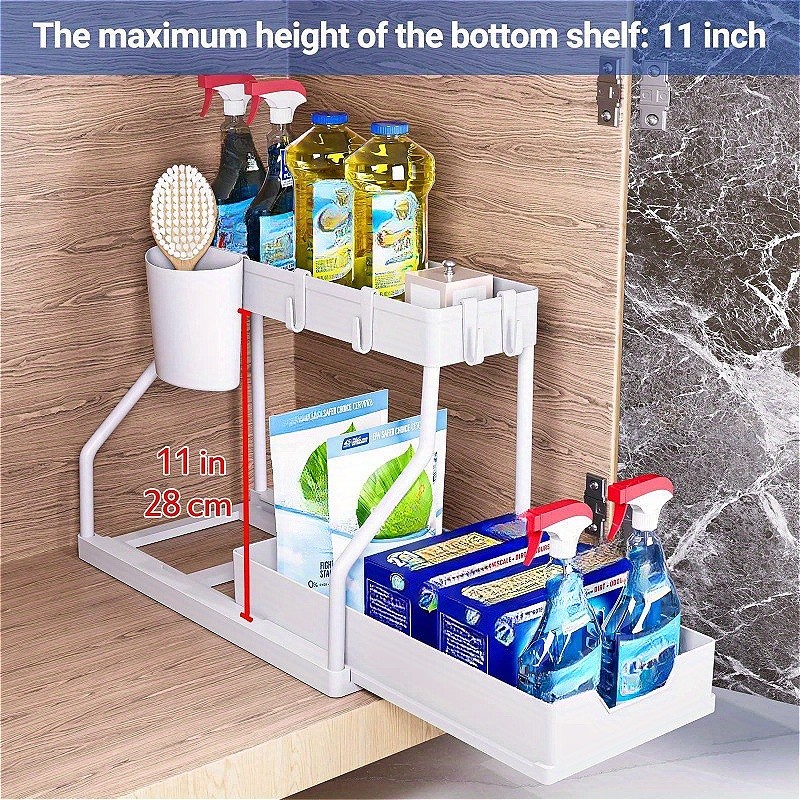 OrganiMax Kitchen Sink Organizer Rack – Sliding Multi-Tier Shelves for