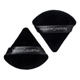 BEAUTY CREATIONSS® Set 2 Borlas Blenders Libres Latex Puffs Beauty Creations® Color Negro Tamaño De La Esponja Mediana