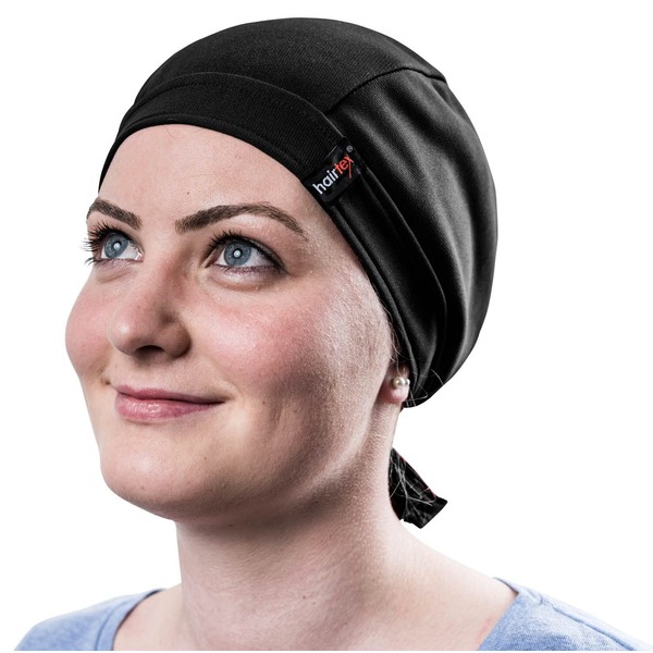 hairtex Stable hat with straps, reliably protects against odours, waterproof material, dirt-resistant, breathable, black