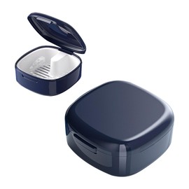 1PCS Leak-Proof Denture Box,Portable False Teeth Container,Denture Case with Strainer for Soaking/Cleaning,Braces Box for Cleaning,Travel-Friendly Design (Blue)