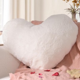 Yhoelata Heart Cushion, Snow White Heart-Shaped Cushion, Cuddly Cushion, Love Decorative Cushion, Aesthetic, Plush Cushion for Living Room, Sofa, Child, Bedroom, Bed, 25 x 35 cm