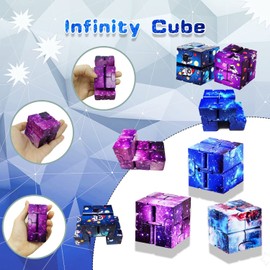12 Pieces Infinity Cubes, Mini Cool Fidget Toys for Kids and Adult，Sensory Gadget Best for Stress. Hand Held Fidget Blocks. (Star)