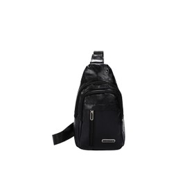 [FleurUneffe] ba12 Thin Type Crossbody Shoulder Bag Men's PU Leather Crossbody Bag for School Commuting to School Second Bag Unisex Brown (ba12), Black