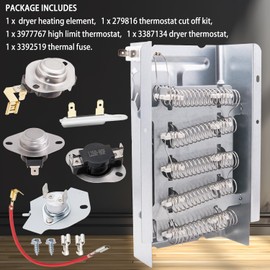 NED4600YQ0 NED4500VQ0 NED4655EW0 NED4600YQ1 NED4655EW1 NED4500VQ2 NED4700YQ0 NED4700YQ1 NED5200TQ0 NED5240TQ0 Dryer Heating Element Kit Compatible With Amana Dryer