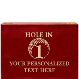 Crown Awards Golf Hole in 1 Rosewood Humidor Gift, Customize with Your Own Text Engraving