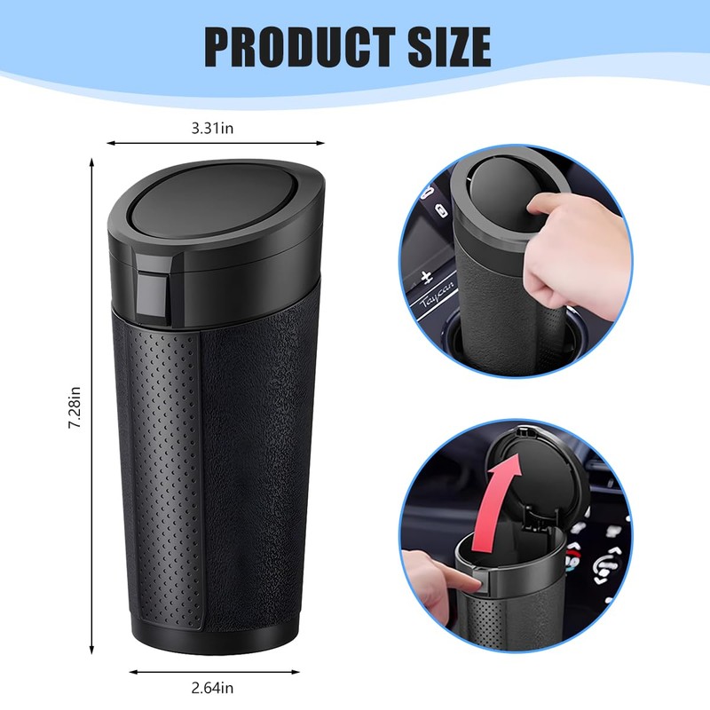 Sandfren Car Trash Can, Leakproof Mini Automotive Garbage Bin Side
