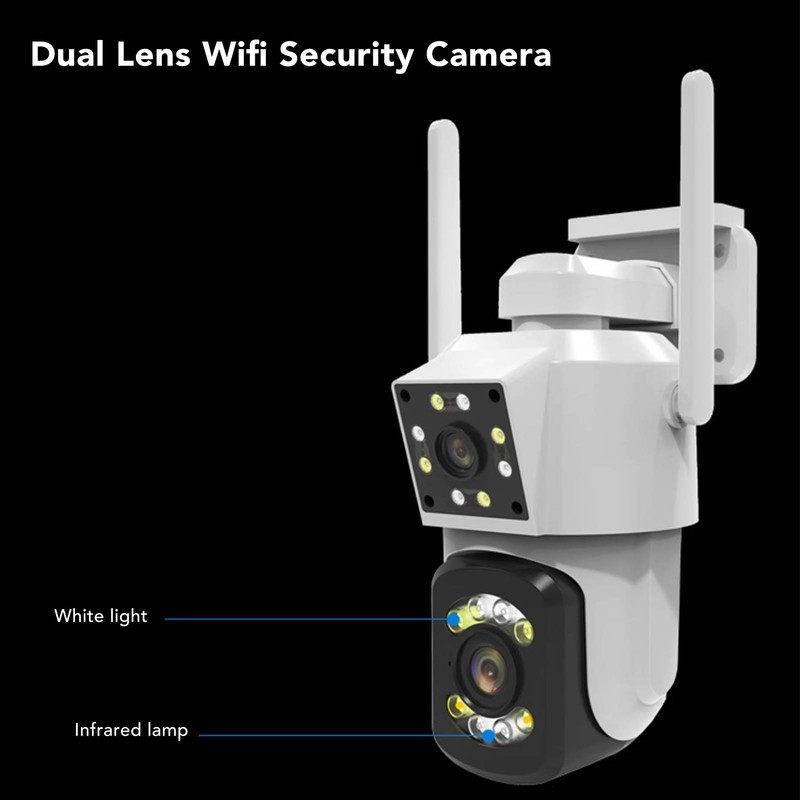Outdoor WiFi Surveillance Camera 2 Lens Security PTZ IP Cam