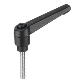 uxcell Adjustable Clamping Lever Handle M5 x 30mm Metric 304 Stainless Steel Male Threaded Stud Hand Knobs Push Button Ratchet Rotating Screw Handles Bolts with Locking Lever Black