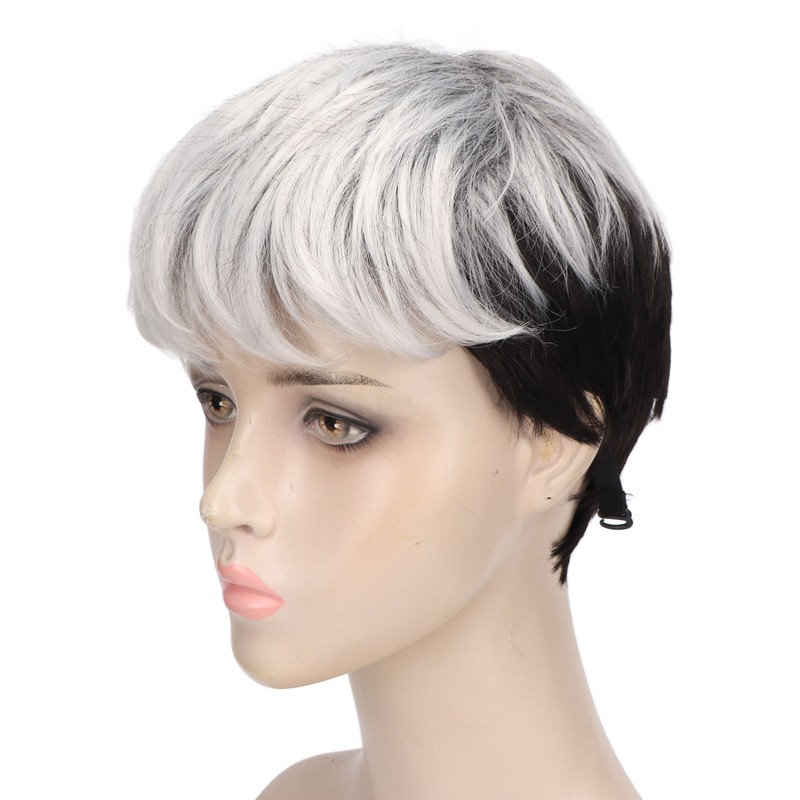 Men Wig Heat Resistant Short Grey Layered Airy Natural Stylish