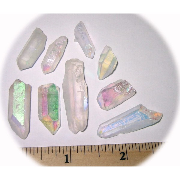New 9 Beautiful .6-1.3" Angel Aura Quartz Crystal Points ~