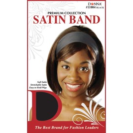 DONNA Satin Headbands for Women - Elegant Edge Control Accessory with Silk Scarf Design, BLACK COLOR 1PC