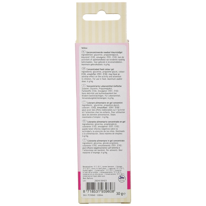 FunCakes Edible FunColours Gel - Yellow