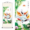 FOVNOT Asian Silk Scroll, Asian Wall Scroll Asian Wall Art Silk Scroll Wall Painting Nine Fish Gathering Painting Scroll Chinese Art Wall Scroll Hanging Painting Scroll (A6)