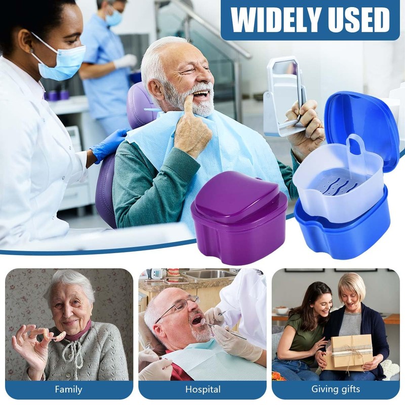 KISEER KISEER 2 Pack Colors Denture Bath Case Cup Box