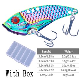 LURESMEOW Fishing Lures Blade Bait for Bass Walleye Trout for Freshwater Saltwater Metal Hard Blade Baits Fishing Blade Lure Spoons 5PCS with Box (A-Iridescent-5pcs/box,1.81in/0.35oz-5pcs)