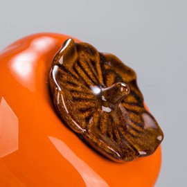 Liang baobao 2pcs Mini Tea Storage Containers ceramic jars with lids persimmon Jar container Orange Ornament for Tea Coffee Food Herb Candy Chocolate Sugar Spices (persimmon)