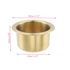 Mewutal 2pcs Stainless Steel Drop-in Cup Holders 3.23" Embedded Gold Drink Holders for RV Cars Trailer Game Table Sofa (4.21"×2.09")