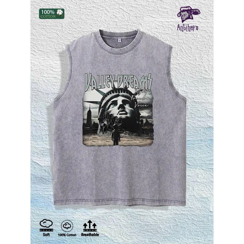 Valley Dreams Liberty Graphic Washed Vest US Warehouse 3 Colors