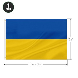 ASUNO Ukraine Flag 90 × 150 CM Polyester Ukrainian National Banner with 2 Brass Grommets Double Side Vivid Color Fade Resistant for Outside Garden Lawn Patio
