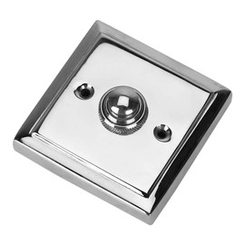A29 Polished Nickel Doorbell Button – 2 1/2" x 2 1/2" – Antique Style Push Button in Brass with Recess Mount – Vintage Design, Wired for Two-Wire Chimes, Weather Resistant, Easy DIY Installation