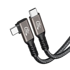 Thunderbolt 4 Cable (0.5m, L-Shape, Gun) Popolier USB4 Support [240W Output / 40Gbps High Speed Data Transfer / 8K @ 60Hz Video Output] Thunderbolt 4 Cable Backwards Compatible Smartphones, Tablets