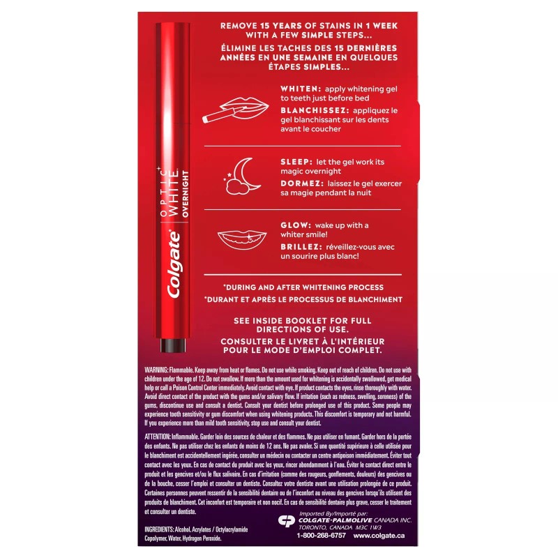 Colgate Optic White Overnight Teeth Whitening Pen 35 Nightly Treatments