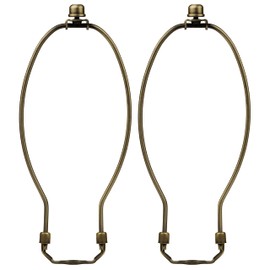 I Like That Lamp Complete Lamp Harp Set (2 Pack) - Antique Brass 9” Harp (Suitable for a 10" to 11" Lampshade) - Includes Harp, Saddle Holder Base & Finial - Harp Converter For Table and Floor Lamps