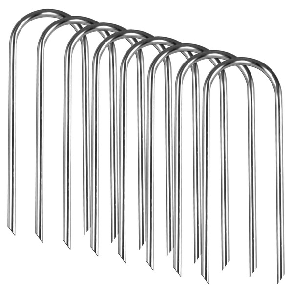 Trampolines Wind Stakes Heavy Duty U Type Sharp Ends Safety 11.8‘’Ground Anchor Galvanized Steel for Soccer Goals, Camping Tents and Huge Garden Decoration (Trampoline Anchors 8pcs)