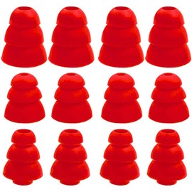 ALXCD Triple Flange Ear Tips, 6 Pairs S/M/L Sizes Triple Three Flange Noise Isolate Silicone Replacement Cushion Earbuds Tips with 4mm Connector Hole, Fit for Most in Ear Earphone, S/M/L Red