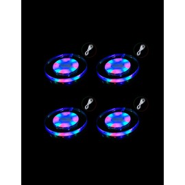 AHERO 4 Packs USB Rechargeable LED Coasters,Bottle Lights for Drinks,Flash Light Up Coaster for Bars Parties Wedding Festivals and Christmas (Multicolor Round)