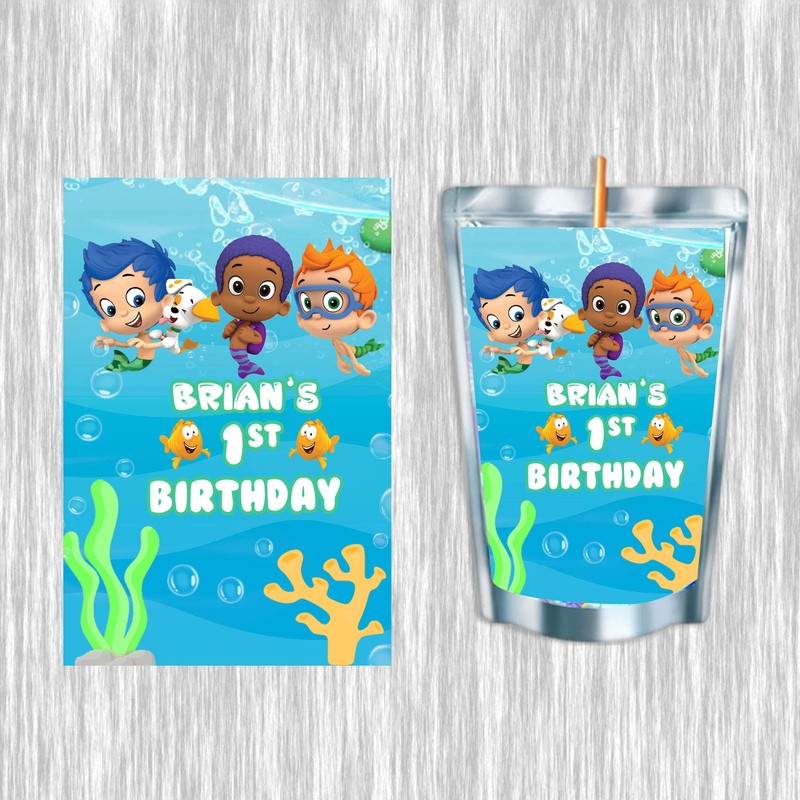 Bubble Guppies Juice Pouches - Printed Adhesive Labels or Assembled