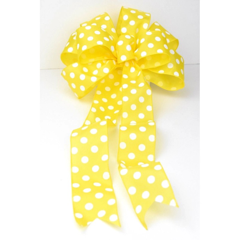 RG Expressions White Polka Dot Yellow Satin 2.5" x 5