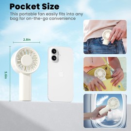 HandFan High Speed Handheld Mini Fan, Small Pocket Design Personal Fans Portable Rechargeable, 5 Gear Turbo Wind, Summer Essentials for Travel/Camping/Concerts/Commuting, Gifts for Men/Women (Beige)