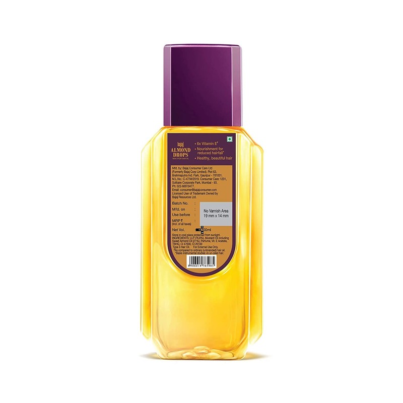 'Bajaj Almond Drops Non-Sticky Hair Oil, 300ml- 6x Vitamin E